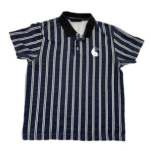 Striped Polo Shirt with Black Collar